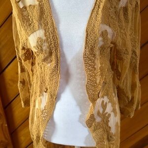 Sheer lace mustard cardigan